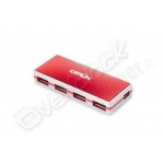 Usb 2.0 crystal 4 port hub kraun- red colour 