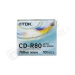 Cd-r tdk 80 min 52x  jewel case 10 pz 