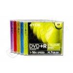 Dvd+r tdk 16x jewel case 5 pezzi colorati 
