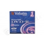 Dvd-r verbatim 8x j.c. 5 pz adv. azo 
