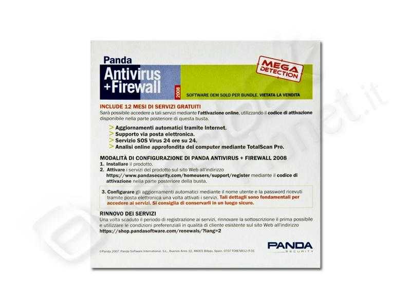 Sw oem panda antivirus + firewall 2008 it cd 