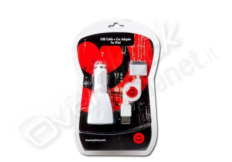 Usb cable+car adapter for ipod lovemytime 